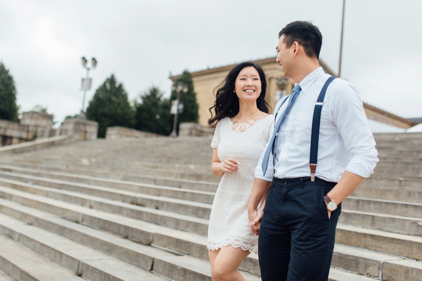 9 - Moon + Nina - Philadelphia Art Museum Engagement Session - Alison Dunn Photography