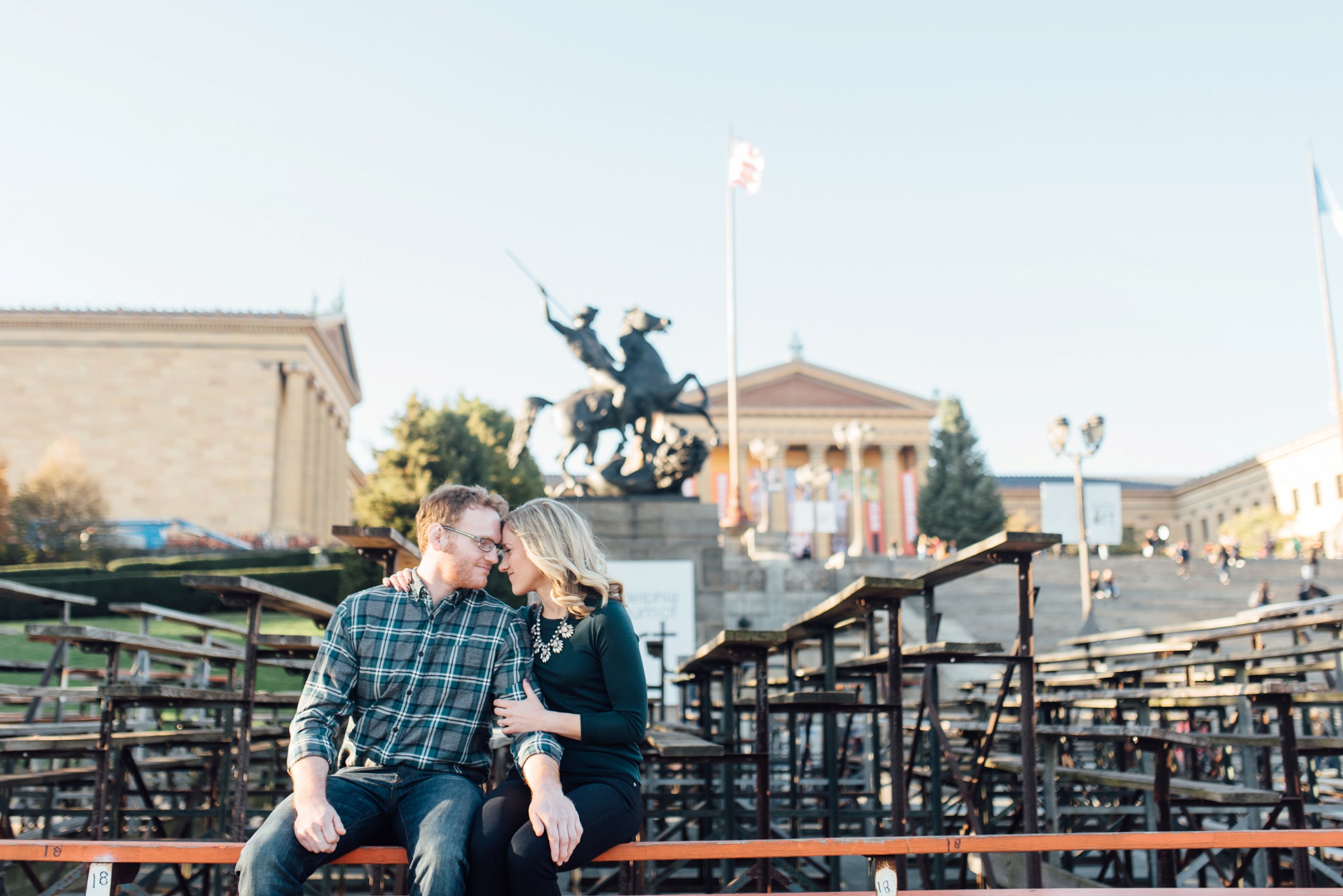 Allie + Jeremy - Philadelphia Art Museum - Fairmount Engagement Session - Alison Dunn Photography photo