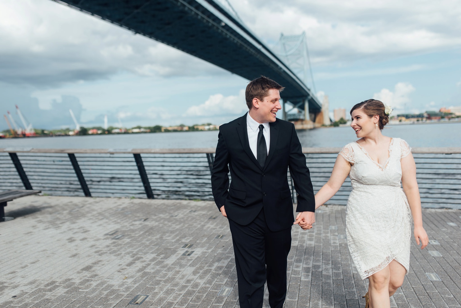 Hunter + Sue - Race Street Pier Wedding Portraits - Philadelphia Wedding Photographer - Alison Dunn Photography photo