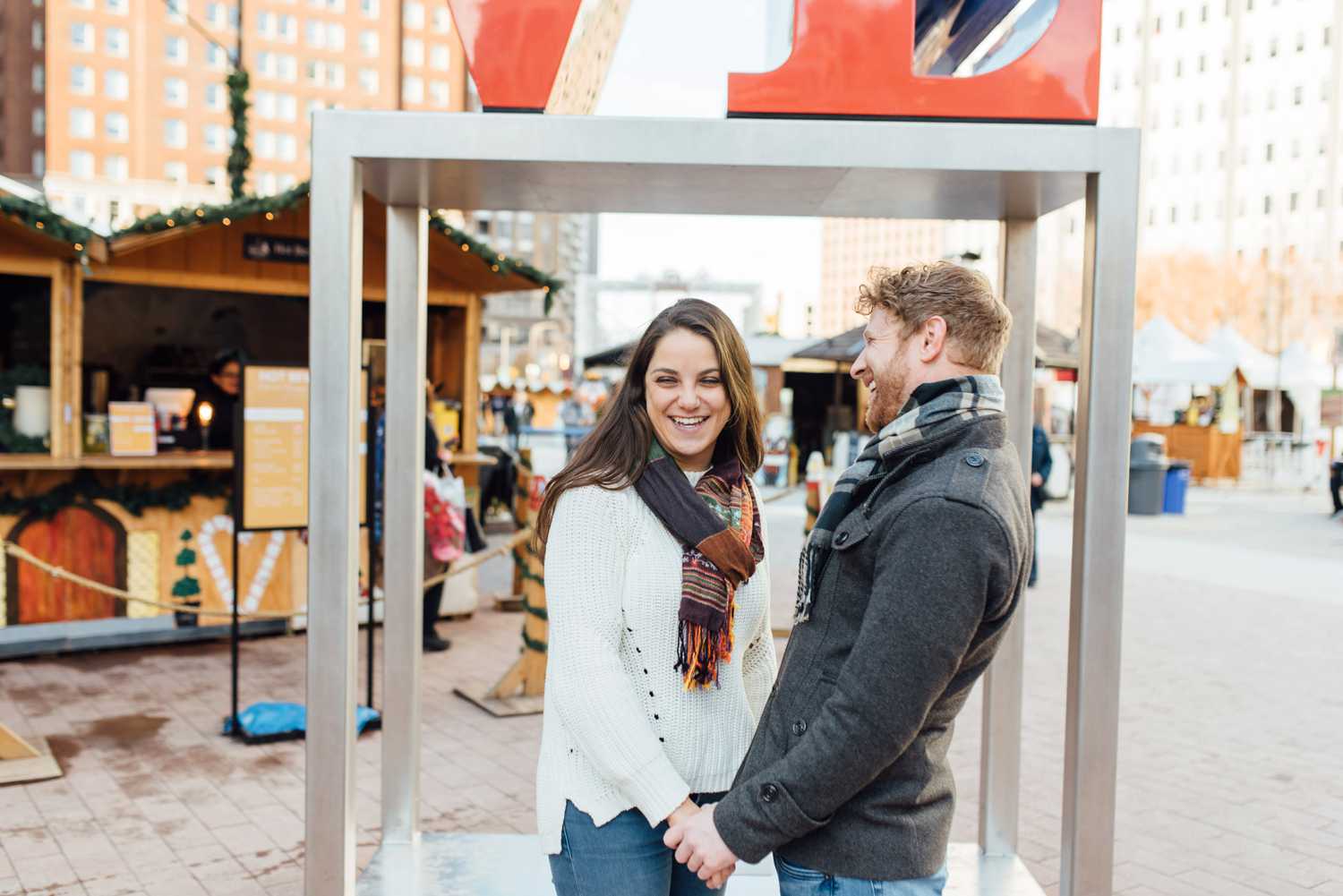 Chris + Kat - Christmas Village Proposal - Love Park Engagement Session - Alison Dunn Photography photo