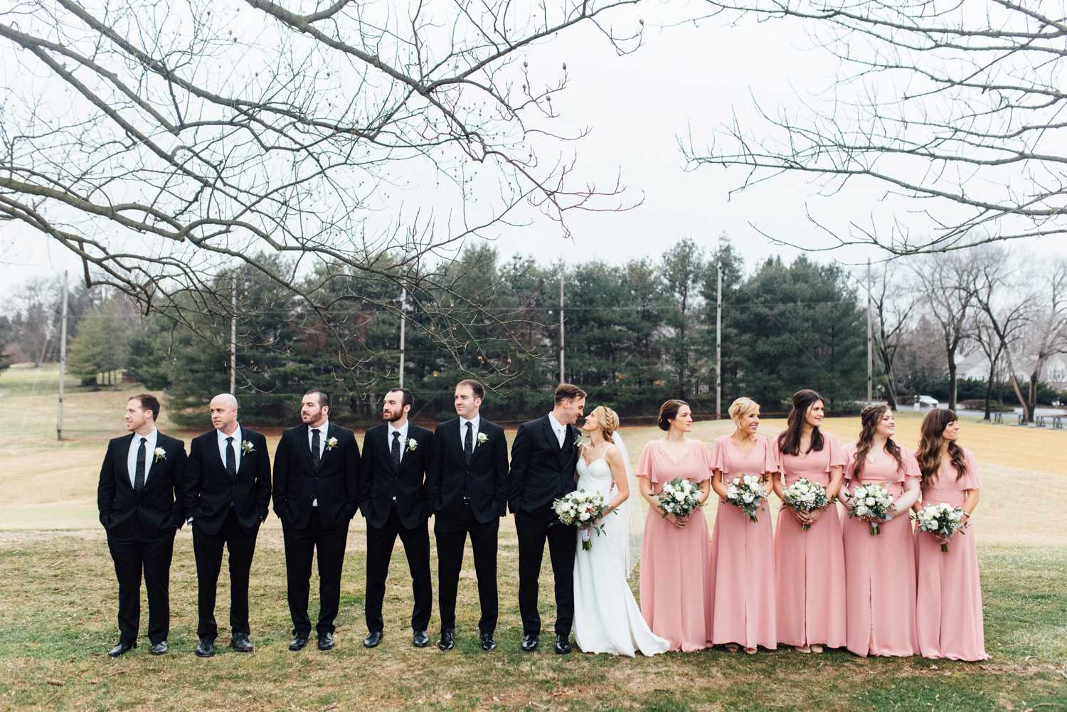 Laura + Dan - Penn Oaks Golf Club Wedding - Floor Length Blush Pink Bridesmaid Dresses - West Chester Wedding Photographer - Alison Dunn Photography photo